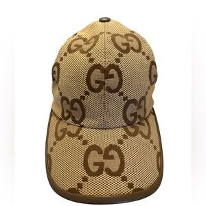 Authentic Gucci GG  Ivory Canvas Hat Sz M 57Cm Good Condition